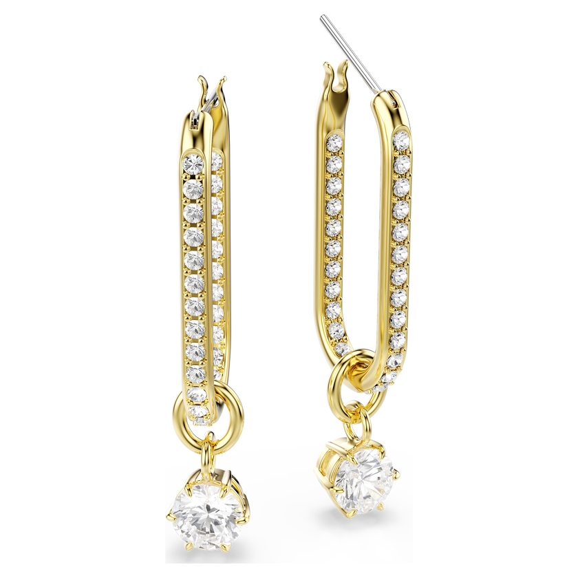 swarovski constella drop earrings  round cut  white  gold tone plated