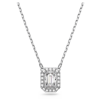 swarovski una pendant  octagon cut  white  rhodium plated
