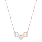 Sparkling Dance Trilogy Necklace, White, Rose gold plating