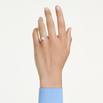 swarovski una angelic motif ring  mixed cuts  heart  white  rhodium plated