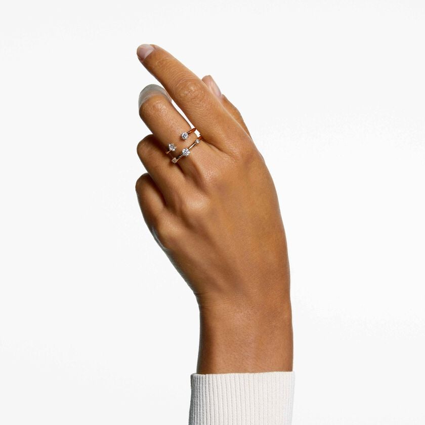 swarovski constella ring  set  2   round cut  white  gold tone plated