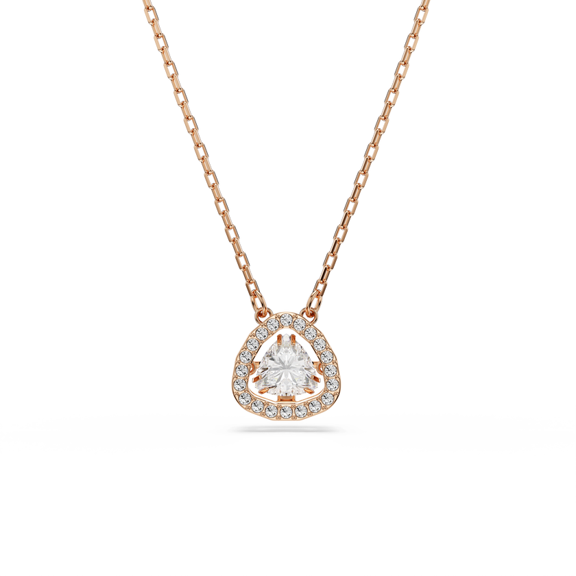 swarovski una angelic set  set  2   triangle cut  pink  18k rose gold finish