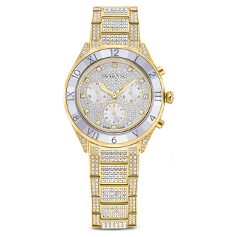 swarovski dextera lux watch  swiss made  metal bracelet  gold tone  gold tone finish