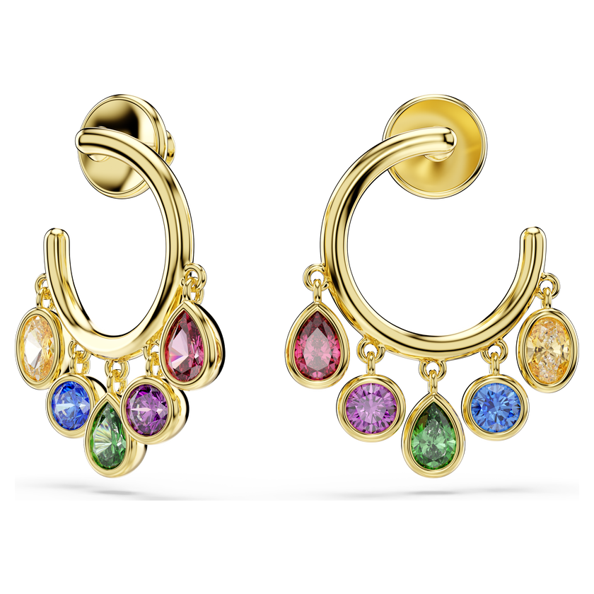 swarovski imber hoop earrings  mixed cuts  multicolored  18k gold finish