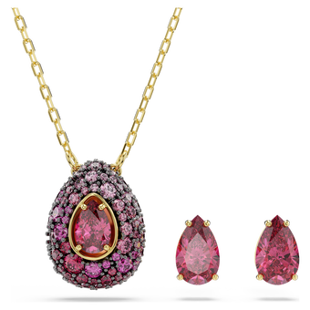 swarovski sublima set  set  2   pear cut  red  18k gold finish