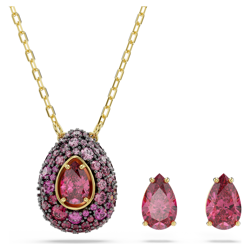 swarovski sublima set  set  2   pear cut  red  18k gold finish