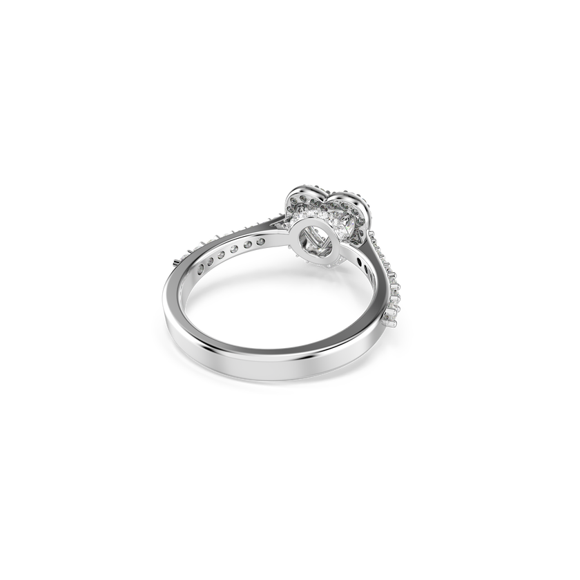 swarovski una angelic motif ring  mixed cuts  heart  white  rhodium plated