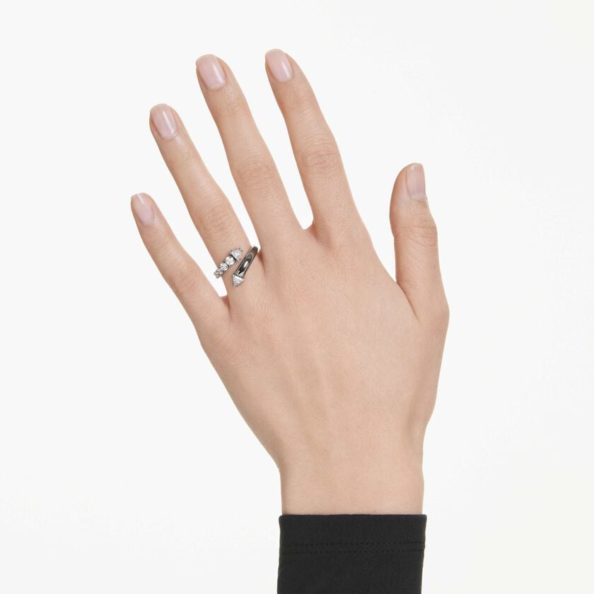 swarovski sublima open ring  mixed cuts  white  ruthenium plated