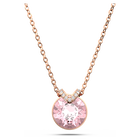 Bella V pendant, Round cut, Pink, Rose gold-tone plated