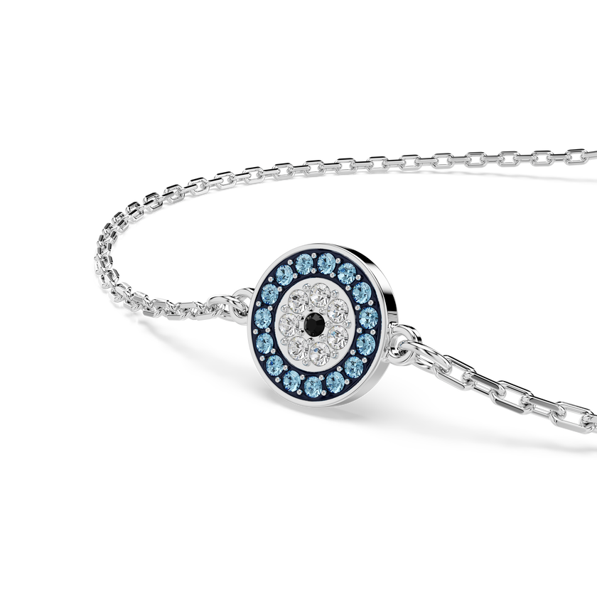 swarovski luckily bracelet  pav   eye  blue  rhodium plated