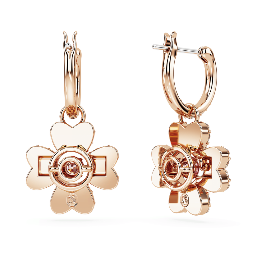 swarovski idyllia drop earrings  clover  white  rose gold tone plated