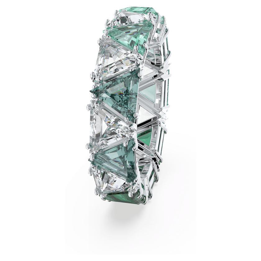 swarovski matrix cocktail ring  triangle cut  green  rhodium plated