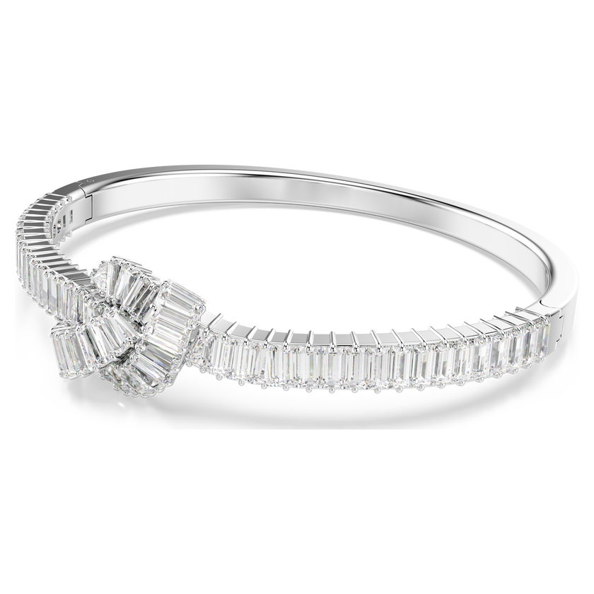 swarovski matrix bangle  baguette cut  knot  white  rhodium plated