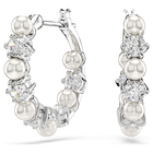 swarovski matrix drop earrings crystal pearl round cut white rhodium plated