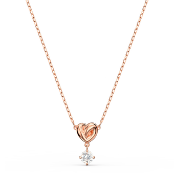 swarovski lifelong heart pendant  white  18k rose gold finish