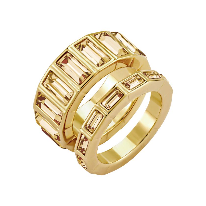 Fluid Stacking Ring, Brown, Gold-tone plated