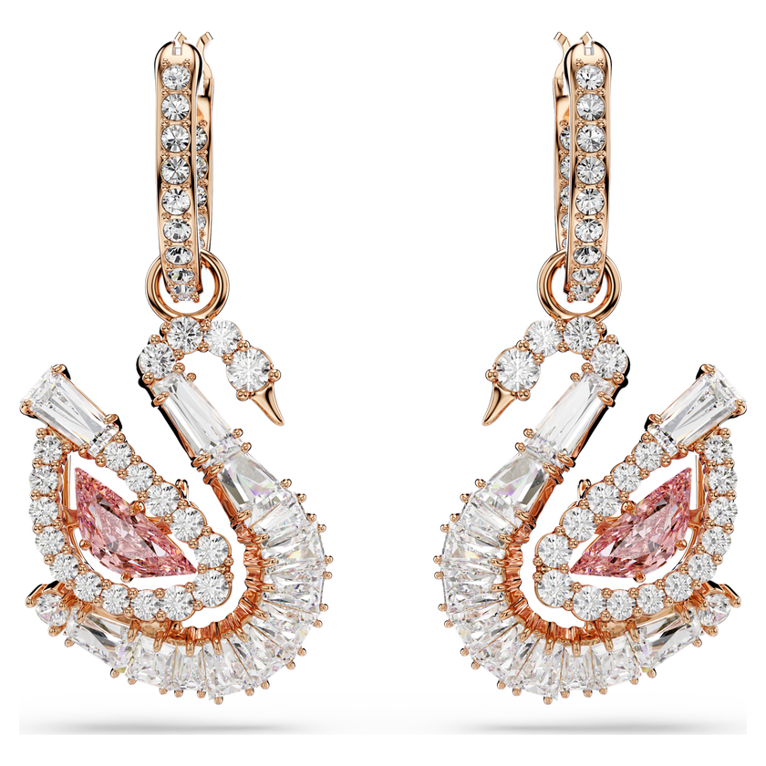 swarovski swan drop earrings  pav   swan  pink