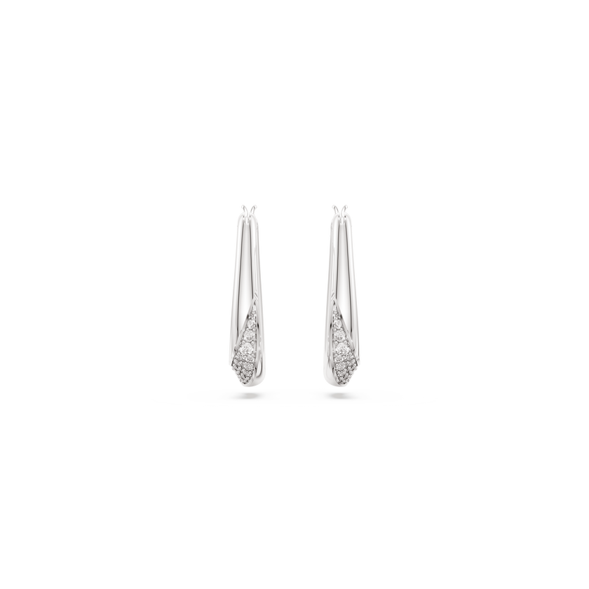 swarovski classica hoop earrings  round cut  small  white  sterling silver