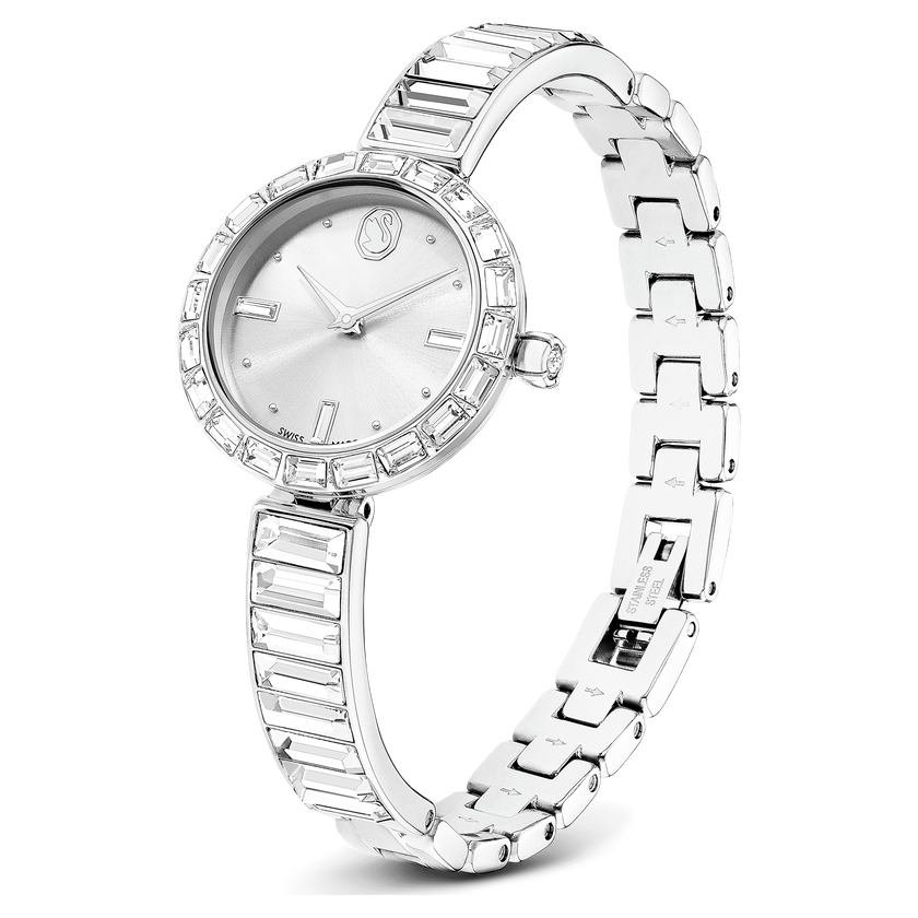 swarovski matrix bangle watch  swiss made  crystal bracelet  white  stainless steel
