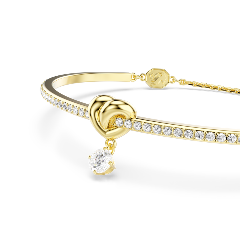 swarovski lifelong bangle  round cut  heart  white  gold tone plated
