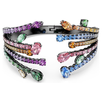 swarovski matrix bangle  mixed cuts  bouquet  multicolored  ruthenium plated