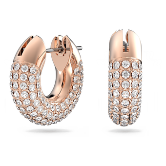 swarovski dextera hoop earrings  pav   white  rose gold tone plated