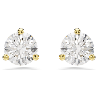 swarovski solitaire stud earrings  round cut  white  gold tone plated
