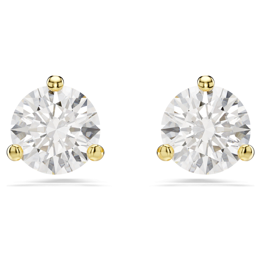 swarovski solitaire stud earrings  round cut  white  gold tone plated