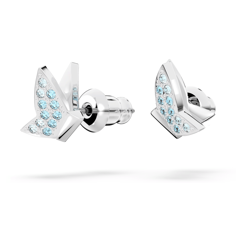 swarovski lilia stud earrings  butterfly  blue  rhodium plated