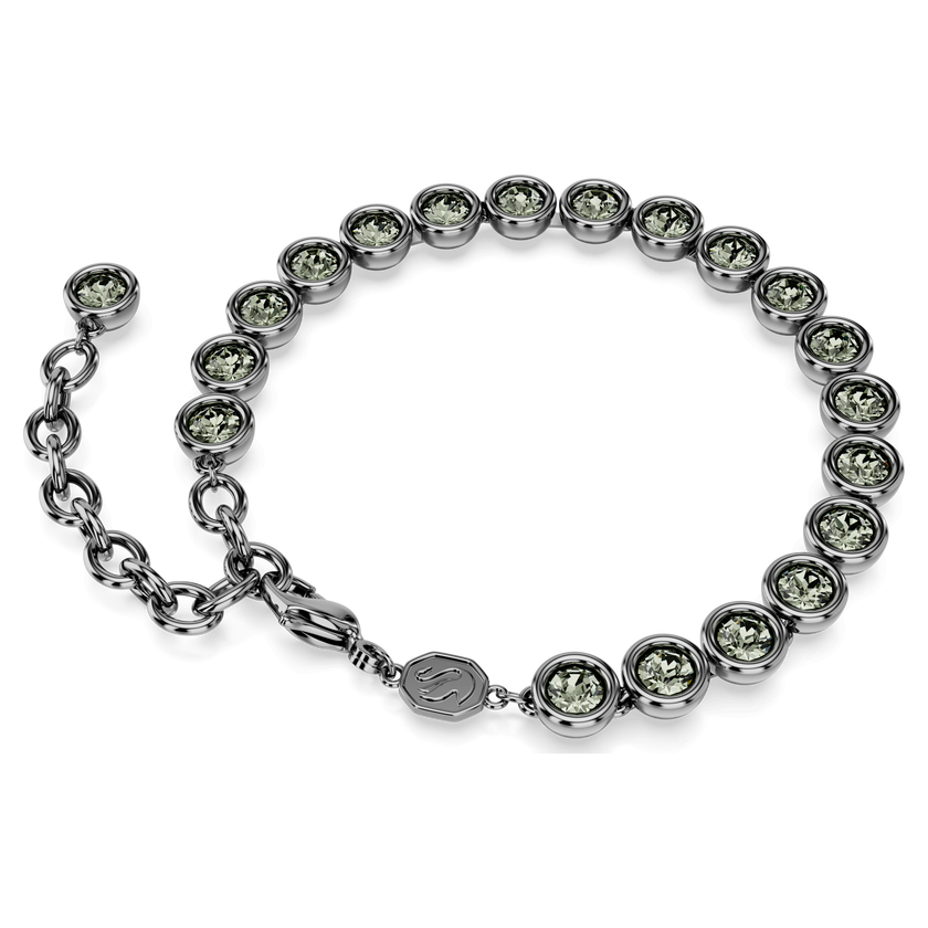 swarovski imber tennis bracelet  round cut  black  ruthenium plated