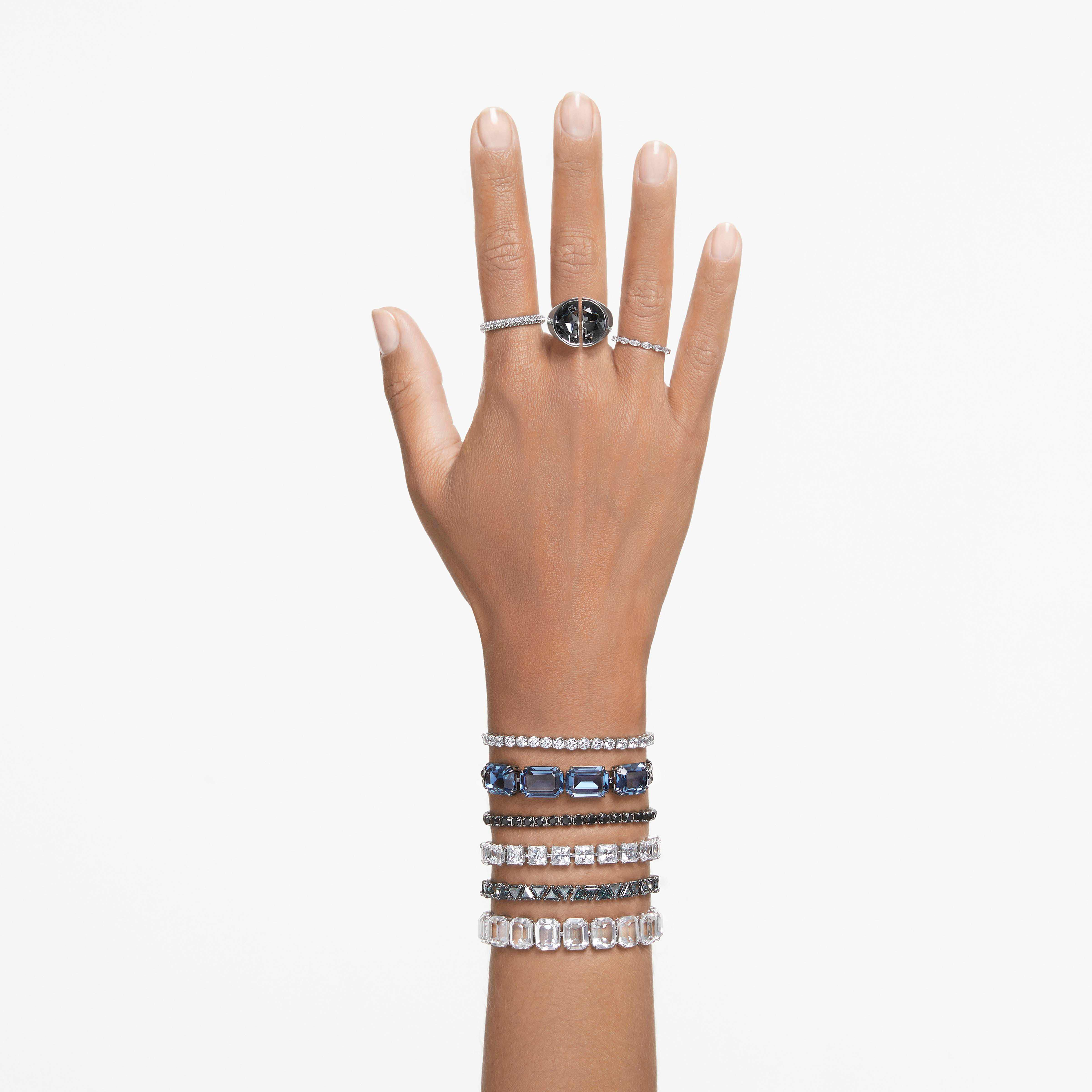 swarovski stone mini ring  white  rhodium plating