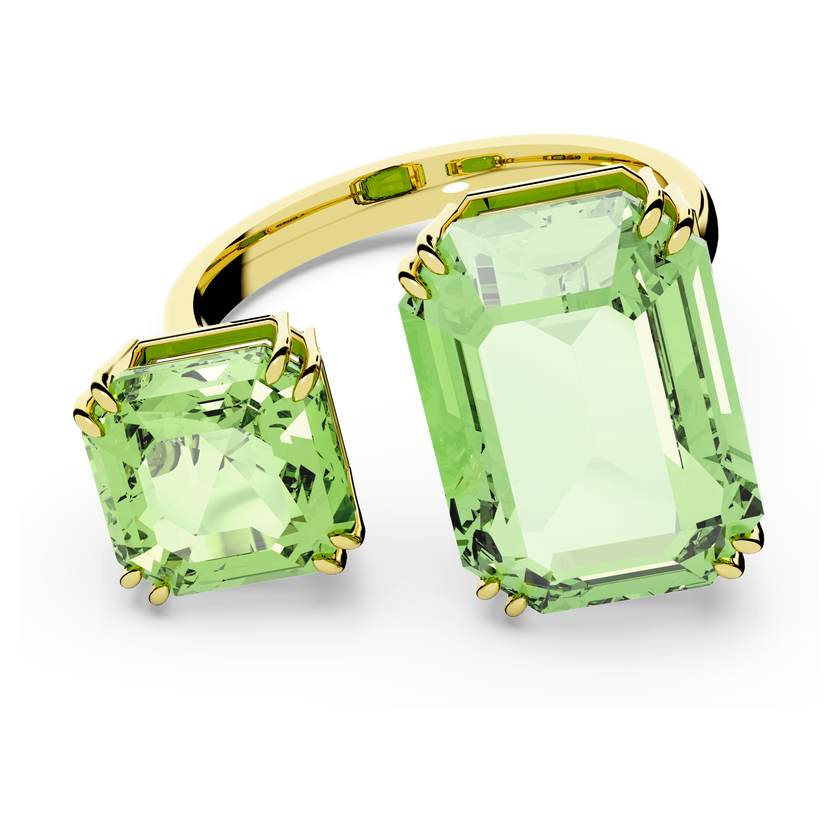 swarovski millenia open ring  octagon cut  green  18k gold finish