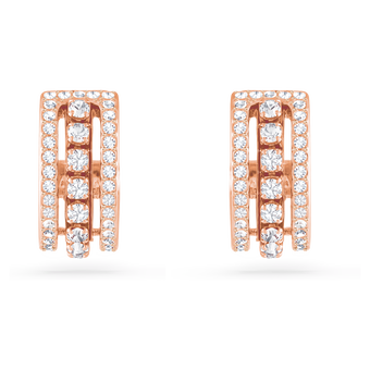 swarovski further hoop earrings  white  rose gold tone plated