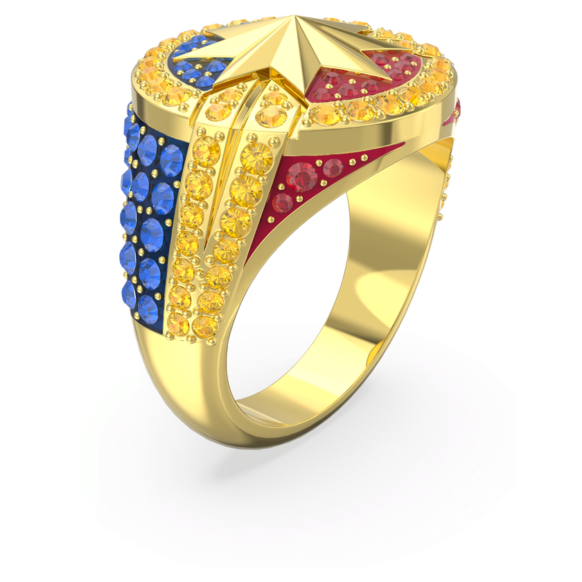 swarovski captain marvel ring  multicolored  gold tone plated