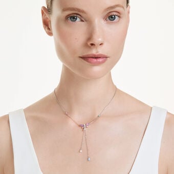 ariana grande x swarovski y necklace  mixed cuts  dragonfly  multicolored  rhodium plated