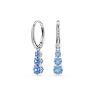 swarovski stilla attract hoop earrings  round cut  pav   blue  rhodium plated
