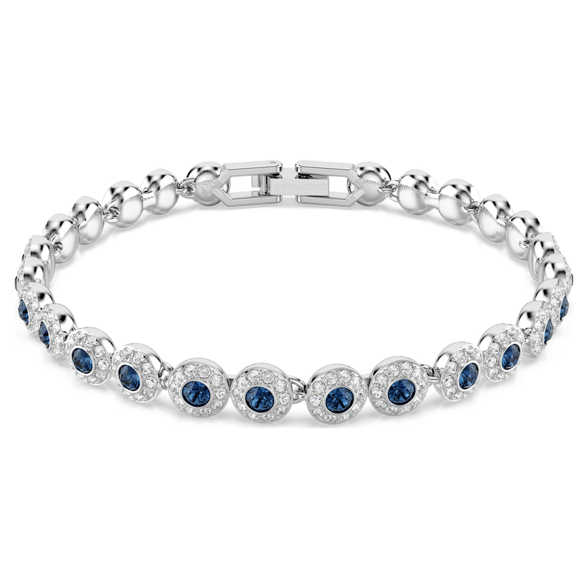 swarovski una angelic tennis bracelet  round cut  blue  rhodium plated