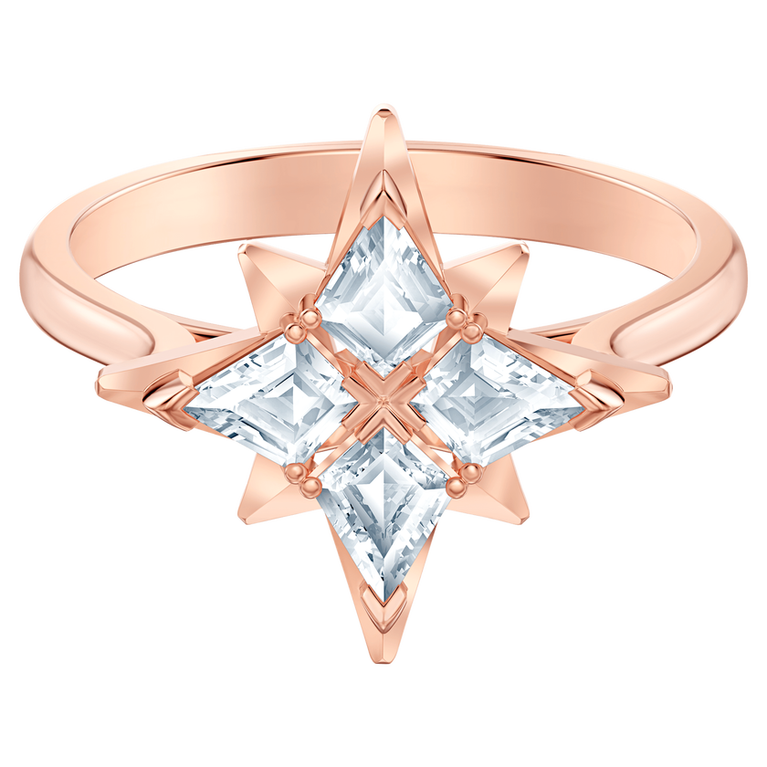 swarovski symbolic star motif ring  white  rose gold tone plated