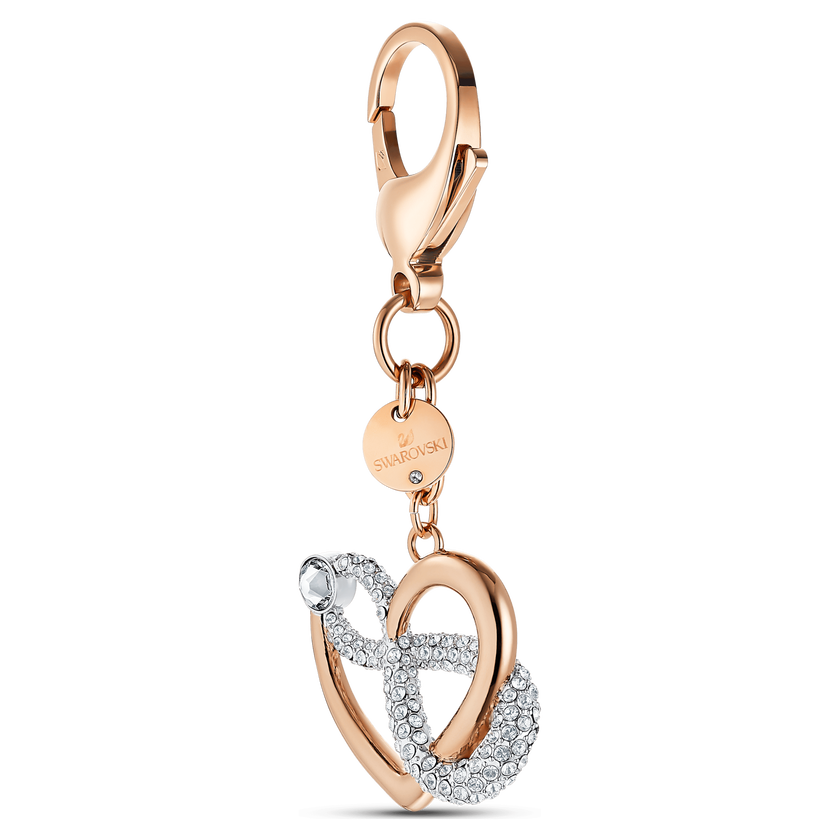 swarovski infinite bag charm  infinity and heart  white  mixed metal finish