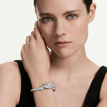 swarovski vienna bangle  mixed cuts  swan  white  rhodium plated