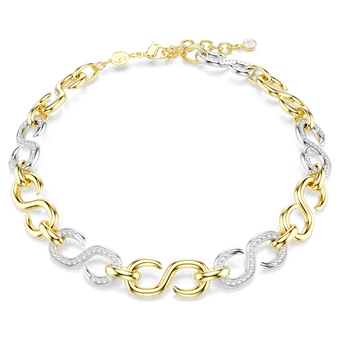 swarovski dextera necklace  round cut  chain  white  mixed metal finish