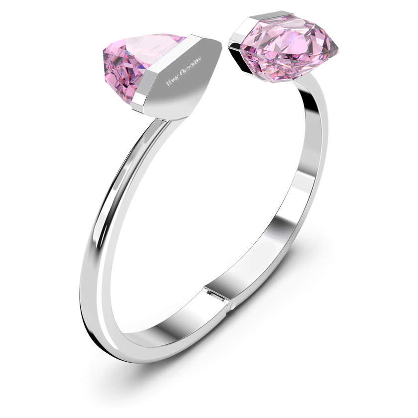 swarovski lucent bangle  magnetic  pink  rhodium plated