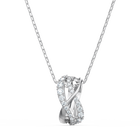 Twist Rows Pendant, White, Rhodium plated