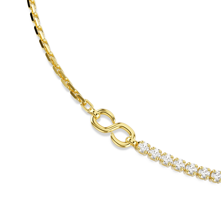 swarovski matrix necklace  round cut  white  18k gold finish