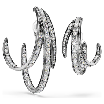 swarovski the vienna collection ear cuff set 3 feather white ruthenium plated