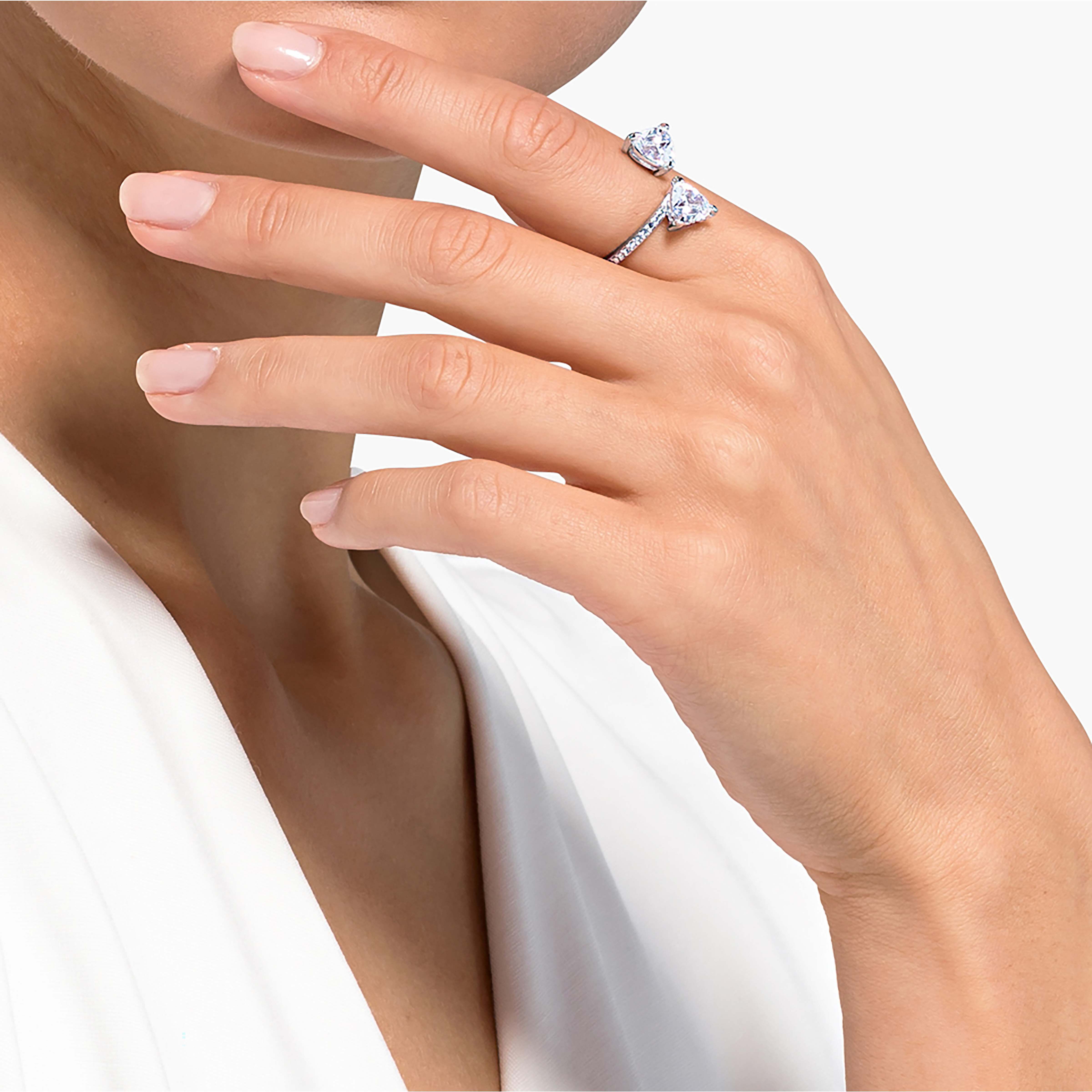 Buy Swarovski Mesmera open ring Heart White Rhodium plated