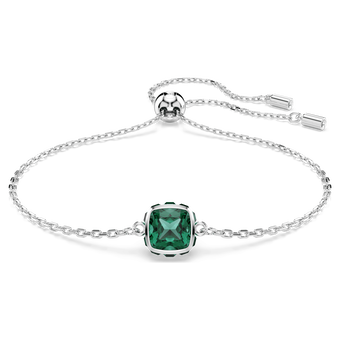 swarovski birthstone bracelet square cut may green rhodium plated