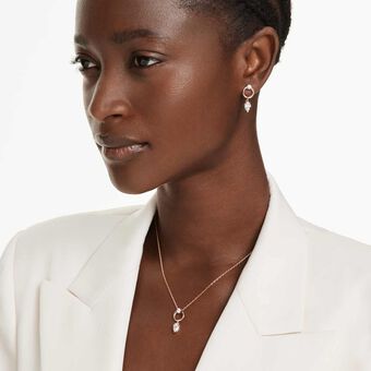 swarovski mesmera set  pear cut  round cut  white  rose gold tone plated