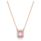 swarovski millenia necklace octagon cut purple rose gold tone plated