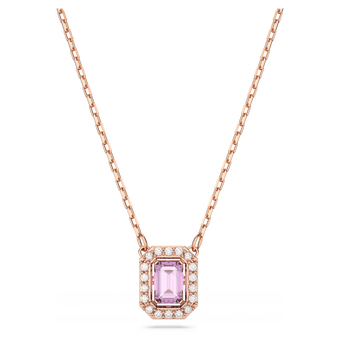 swarovski millenia necklace  octagon cut  purple  rose gold tone plated